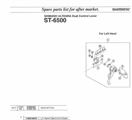Shimano St6500 Front Cover Name Plate