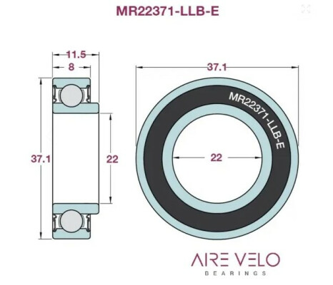 Airvelo Bearings Mr22371 Llb Abec 3 Gxp