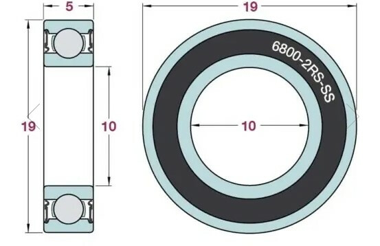 Airvelo Bearings 6800 2Rs Stainless