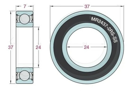 Airvelo Bearings Mr2437 2Rs Stainless Bb90