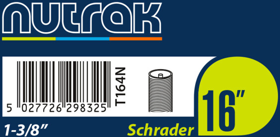 Nutrak 16 X 1 3/8Th Inch Schrader Inner Tube