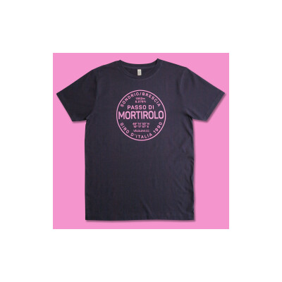 Velolove Passo Di Mortirolo Organic Navy And Pink T-Shirt
