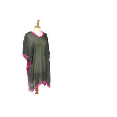 Black Ginger Poncho Neon Pom Pom