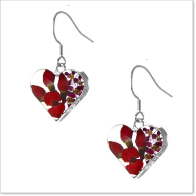 Shreiking Violet Earrings D Poppy/Rose Heart