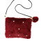 Black Ginger Bag Faux Fur With Pearl Dark Red