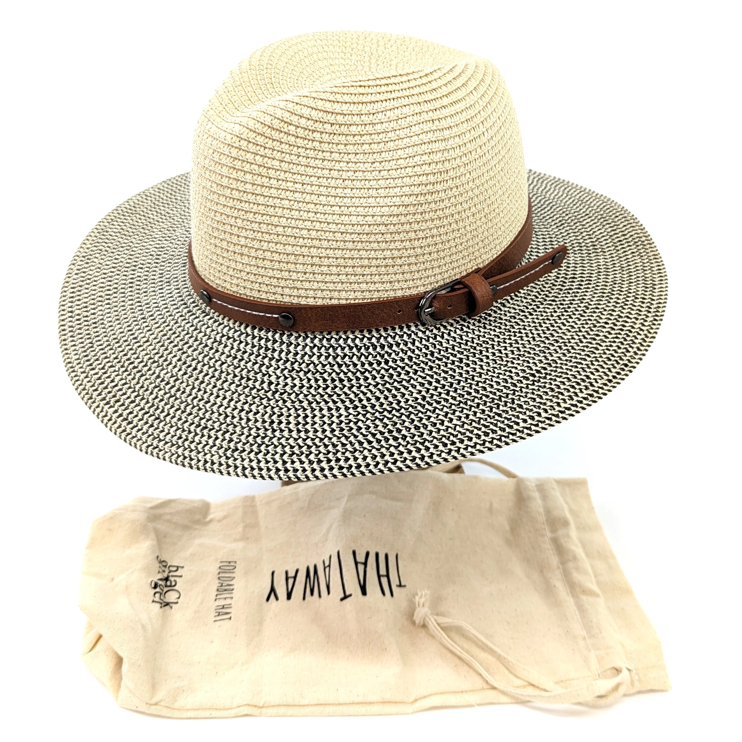 Black Ginger Mens Foldable Hat With Bag