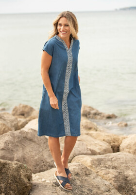 Brakeburn Dress Embroidered Denim