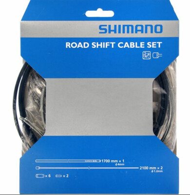 Shimano Road Gear Cable Set, Steel Inner Wire, Black