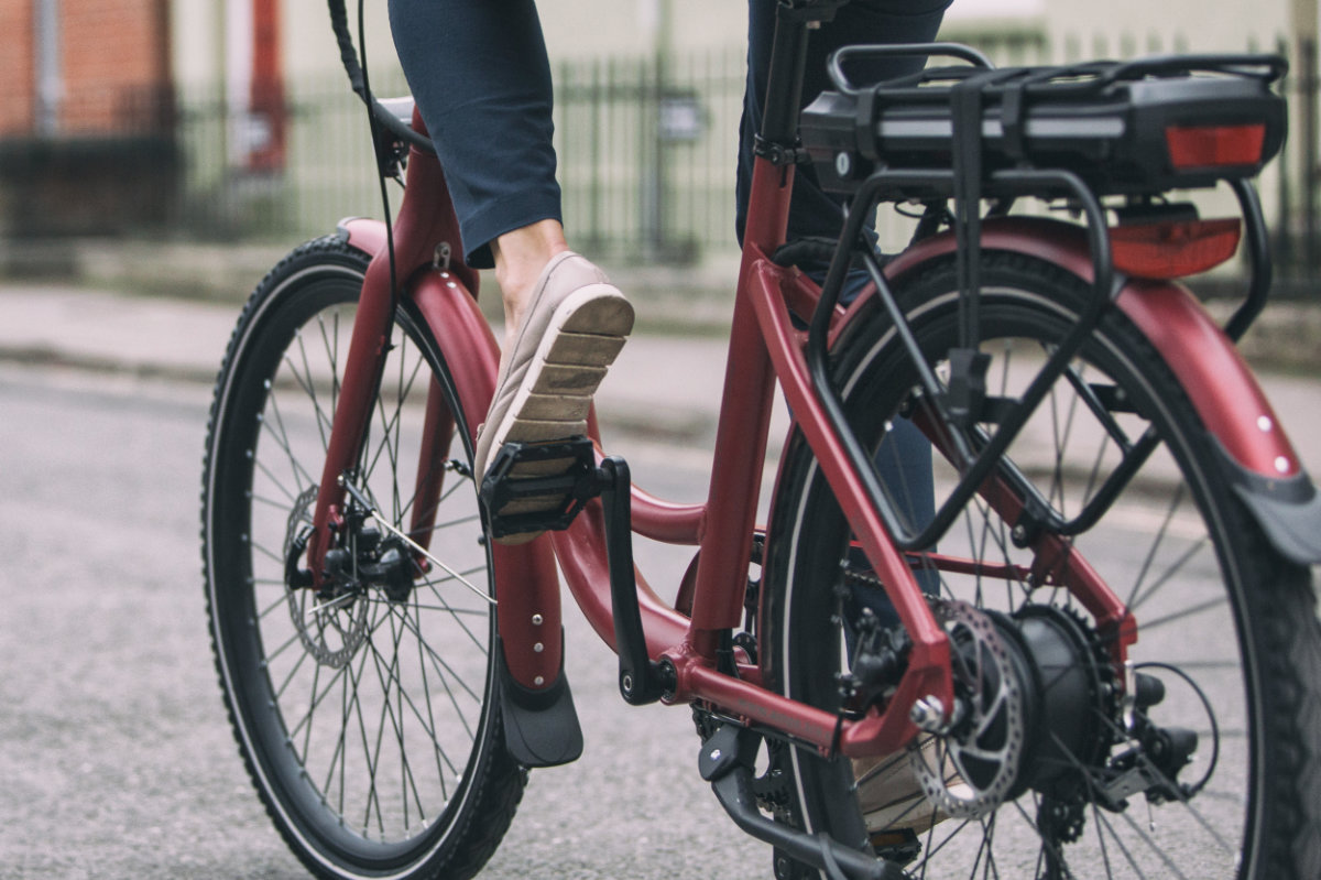 Red electric city bike