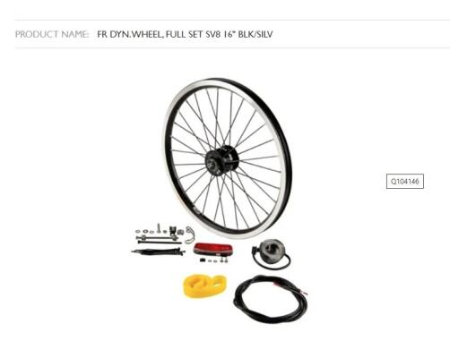 Brompton Bicycle Ltd Hub Dynamo Set+front Wheel